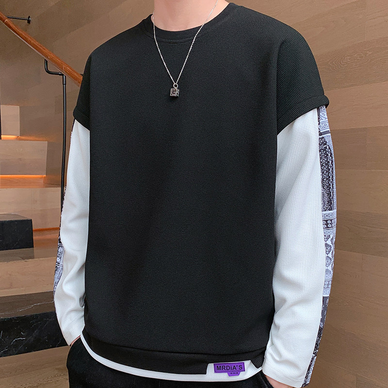 男士秋款假两件大码宽松卫衣Y6728P32,男装卫衣,星座914