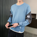 外贸拼接印花卫衣学生港风休闲宽松上衣打底衫6723P26，男装卫衣，星座914