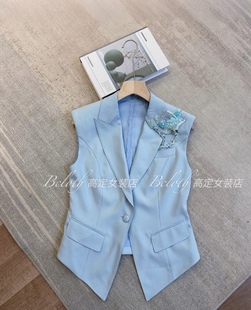 阔脚长裤 新款 进口面料订珠马甲外套 气质女套装 实拍 设计师款 夏季