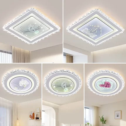 卧室灯led吸顶灯现代简约大气客厅灯房间主卧餐厅灯玻璃中山灯具