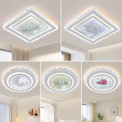 卧室灯led吸顶灯现代简约大气客厅灯房间主卧餐厅灯玻璃中山灯具