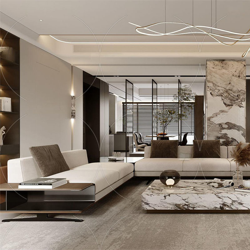 意式轻奢布艺沙发办公室组合沙发现在简约设计师款沙发地平线沙发