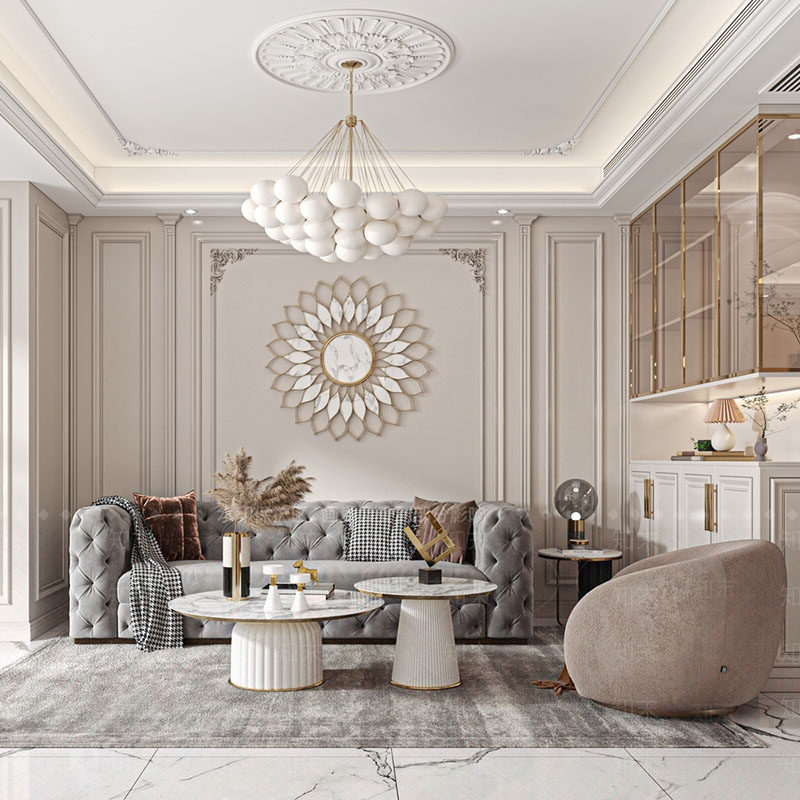 欧式轻奢泡芙沙发组合样板间酒店宫廷风布艺沙发设计师美式风沙发,住宅家具,布艺沙发,淘宝优惠券,粉丝福利购,淘宝优惠卷