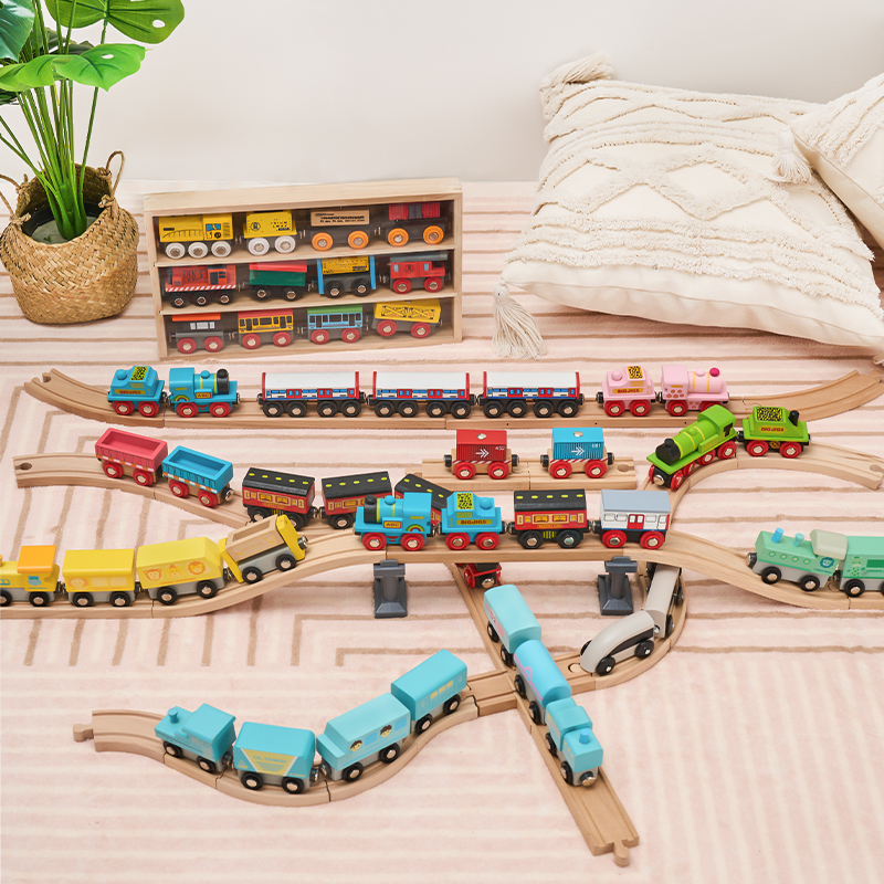 勒酷木质小火车磁力玩具