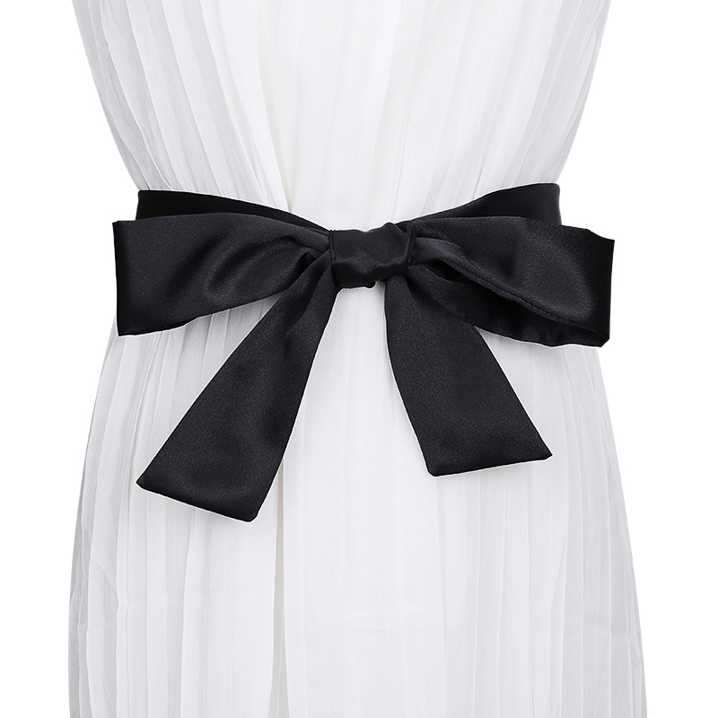 女士简约连裙子丝巾布料黑色腰带