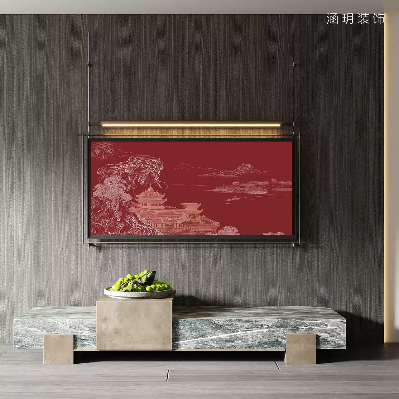 现代简约金属杆装饰画别墅画框客厅沙发背景挂画