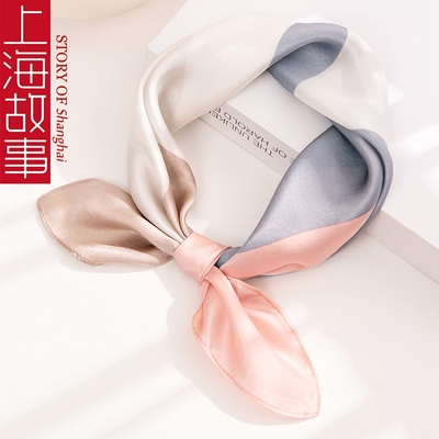上海故事100%真丝小方巾丝巾女