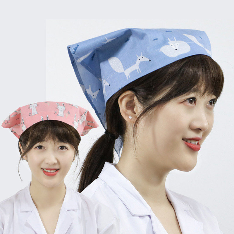 纯棉厨房头巾女家用韩版包头帽子做饭防油烟餐厅服务员工作厨师帽
