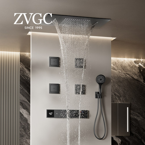 ZVGC天幕暗装花洒数显铜入墙式