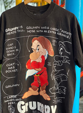 Grumpy小矮人创意潮牌小领口半袖高街休闲美式复古质感短袖T恤潮