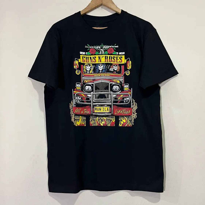 GUNS N' ROSES枪花乐队美式潮牌男女短袖欧美复古高街潮流情侣T恤