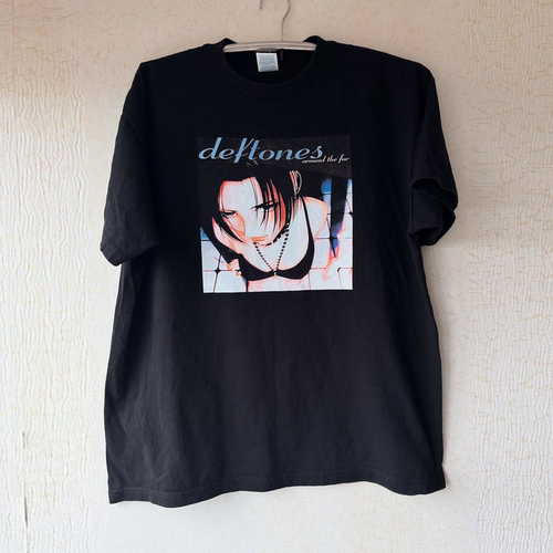 Deftones乐队美式摇滚vintage古着暗黑撞色拼接post-punk短袖T恤