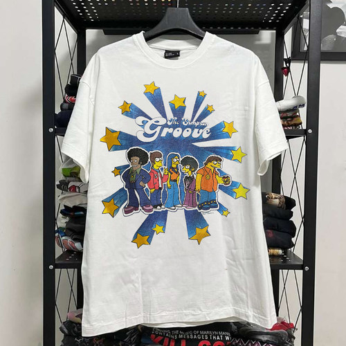 The Simpsons辛普森一家复古卡通印花短袖T恤美式vintage情侣半袖