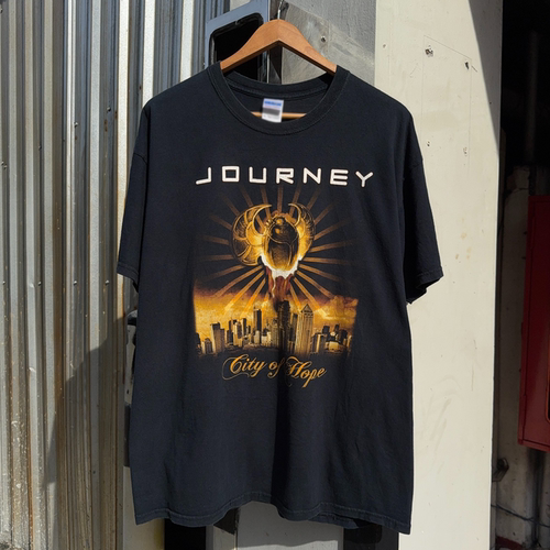Journey乐队美式复古重机车风痞帅post-punk高街小领口短袖T恤潮