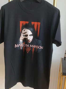Marilyn Manson玛丽莲曼森嘻哈朋克风美式复古摇滚潮牌短袖T恤男
