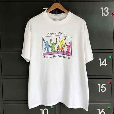 葡萄酒之旅简约涂鸦风短袖