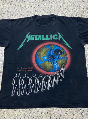 METALLICA unforgiven 人地球泰版乐队周边嘻哈潮流个性短袖T恤男