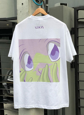 adoy韩国电子乐队艺术家插画人像动漫男女短袖美式潮牌情侣款T恤