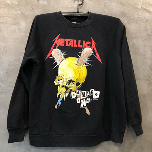 Metallica致敬金属乐队美潮炸街hiphop摇滚长袖男女百搭质感卫衣