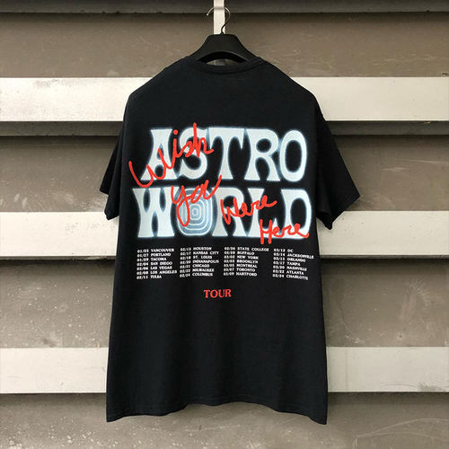 TRAVIS SCOTT闪电光晕发泡美式潮牌男女短袖欧美复古街头情侣T恤