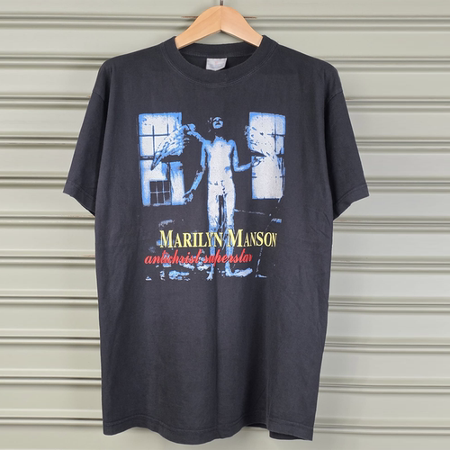 Marilyn Manson乐队哥特摇滚短袖T恤post-punk潮牌落肩纯棉情侣装