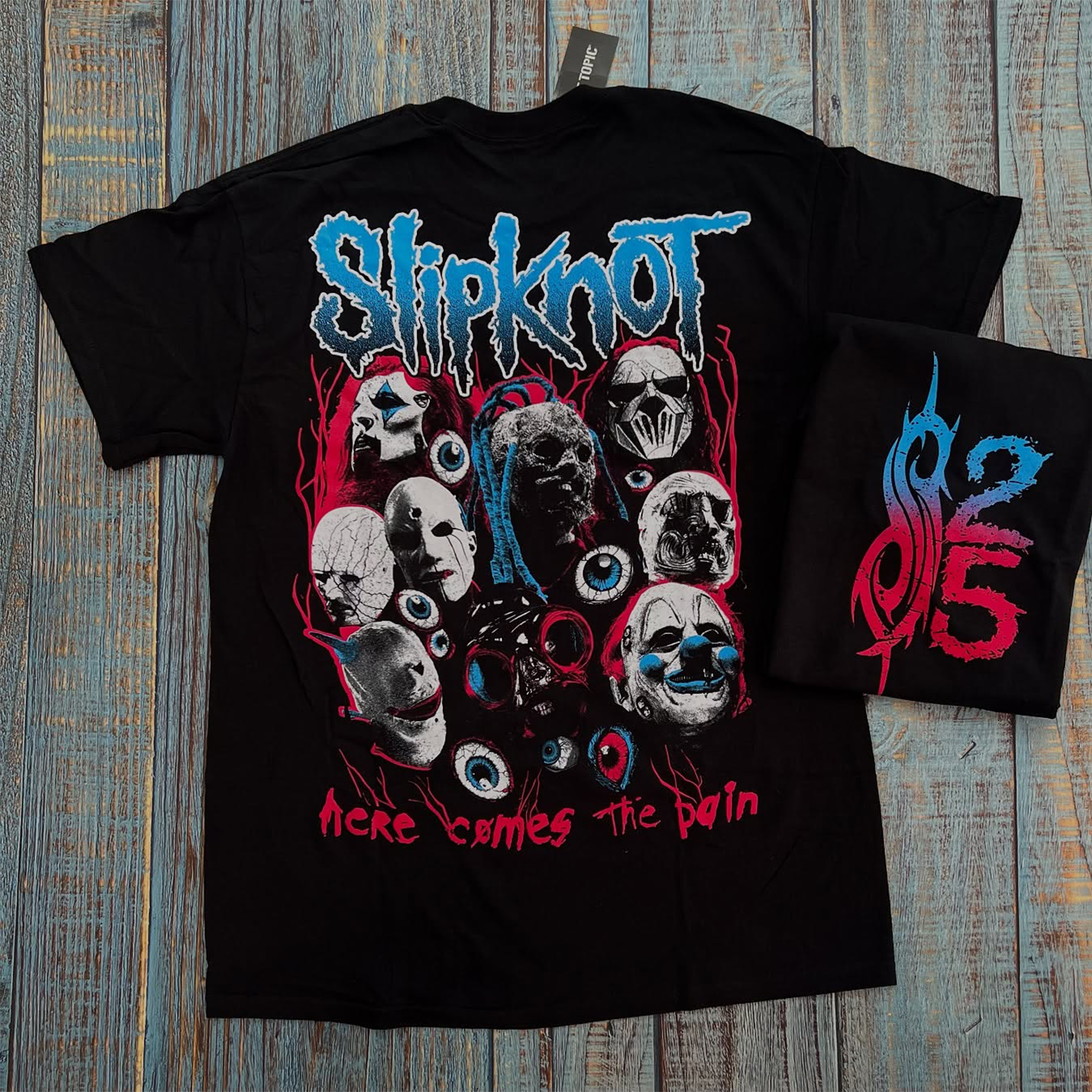 Slipknot乐队暗黑街头哥特风短袖T恤post-punk潮流落肩小领口半袖