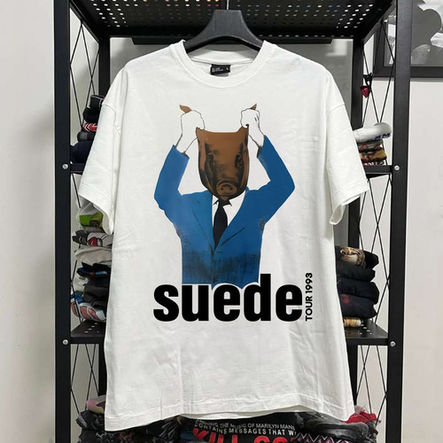 Suede山羊皮乐队美式复古创意趣味Cityboy潮牌重机车风短袖T恤棉