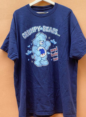 grumpy bears卡通小熊图案圆领趣味男女宽松短袖ins潮牌纯棉t恤