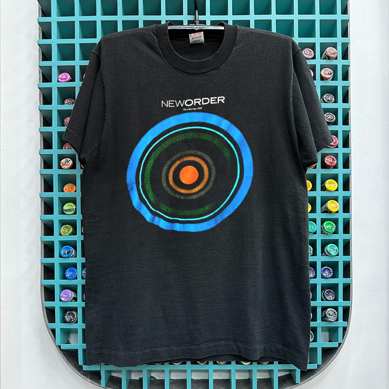 New Order乐队美式复古高街短袖T恤hiphop小领口慵懒风暗黑半袖棉