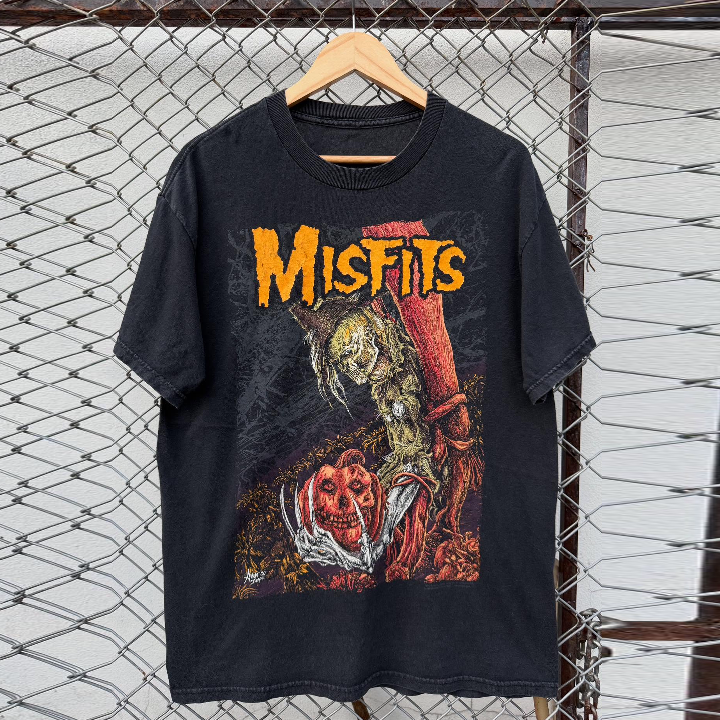 Misfits乐队美式复古朋克暗黑潮流落肩post-punk高街纯棉短袖T恤