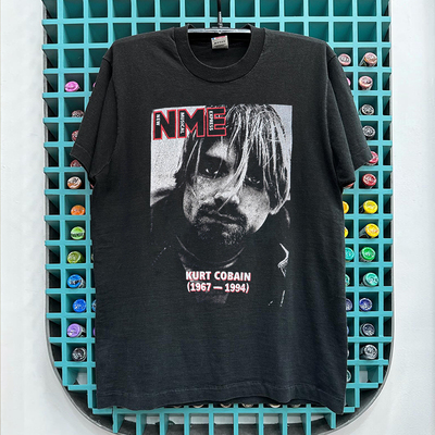 科特柯本美式纯棉小领口短袖T恤