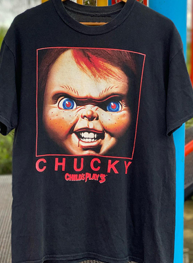 1988年代Child'sPlay电影鬼娃回魂FOG哥特风潮牌男士短袖情侣T恤