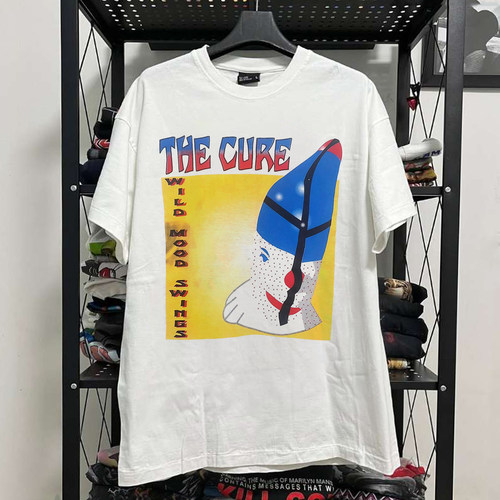 The Cure乐队哥特复古风短袖T恤美式高街hiphop撞色拼接情侣装tee