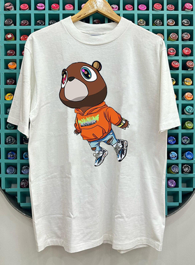 Dropout Bear辍学熊侃爷周边潮牌印花短袖T恤hiphop美式复古半袖