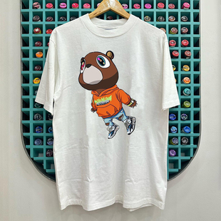 Dropout Bear辍学熊侃爷周边潮牌印花短袖T恤hiphop美式复古半袖