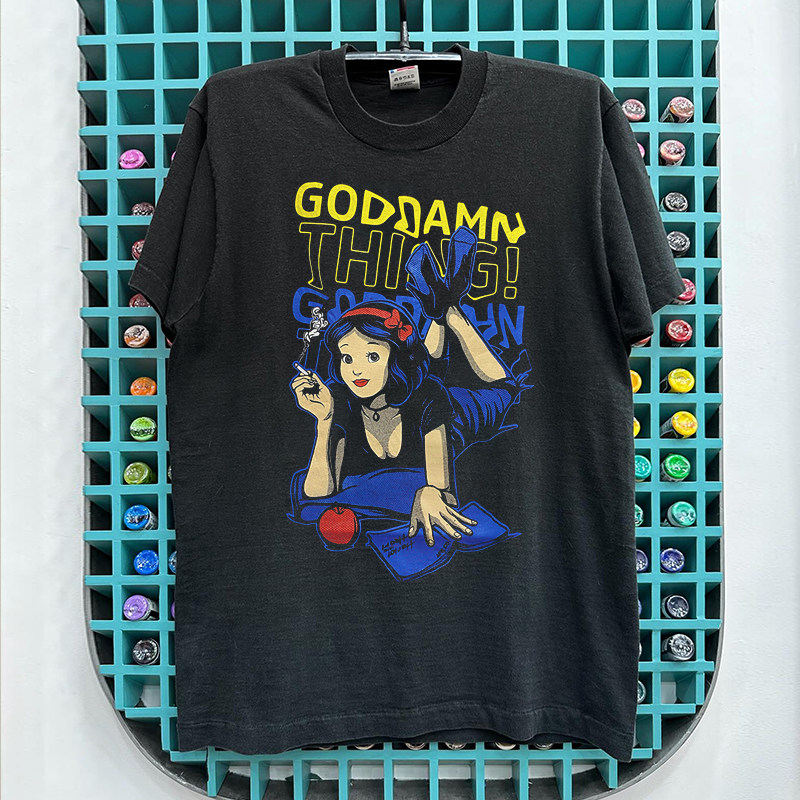 Pulp Fiction低俗小说电影甜酷卡通印花短袖T恤vibe街头潮牌半袖