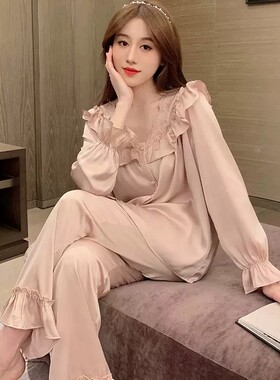 私密公主女真丝宫廷风家居服