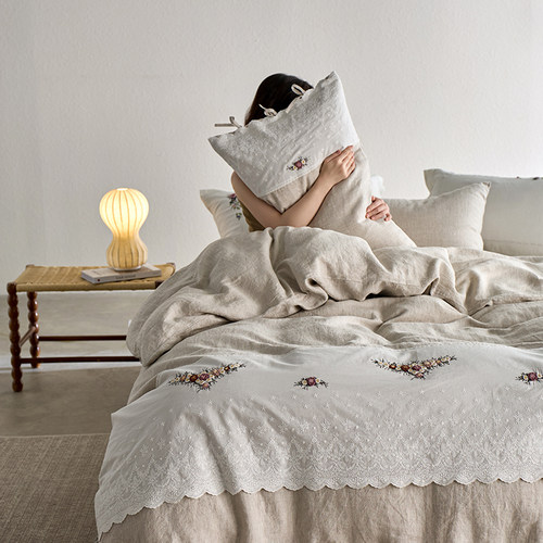 法式蕾丝重磅汉麻四件套