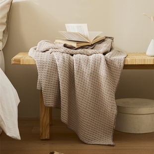 全棉沙发盖毯撘毯办公室午睡毯纯棉旅行毯华夫格线毯披肩毯床尾毯