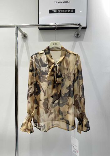 【堂家TXQ】T339上衣秋装长袖衬衫泉熙正品花衬衣