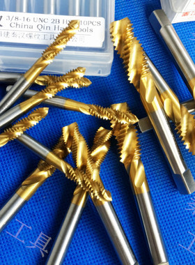美制螺旋丝锥英制机用丝攻1/4-20 3/8 8-32UNC UNF英美制螺旋镀钛