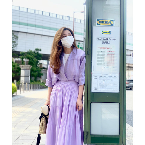 夏季温柔中长款百褶半身裙