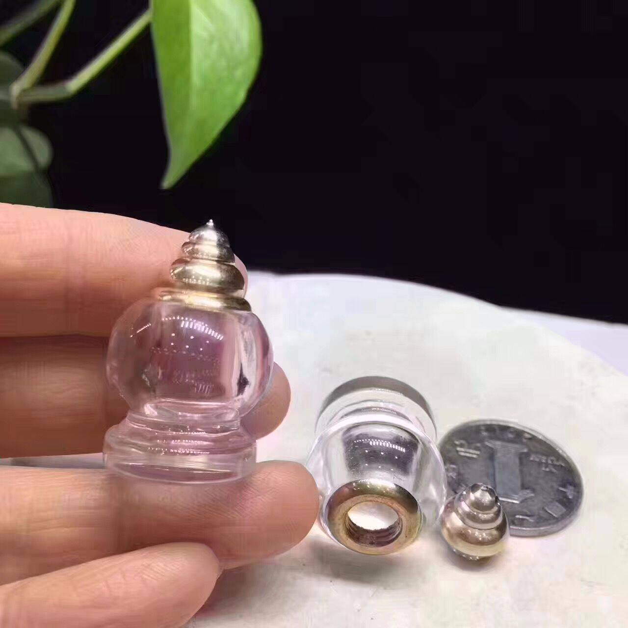 精致天然白水晶经文藏红花舍利瓶