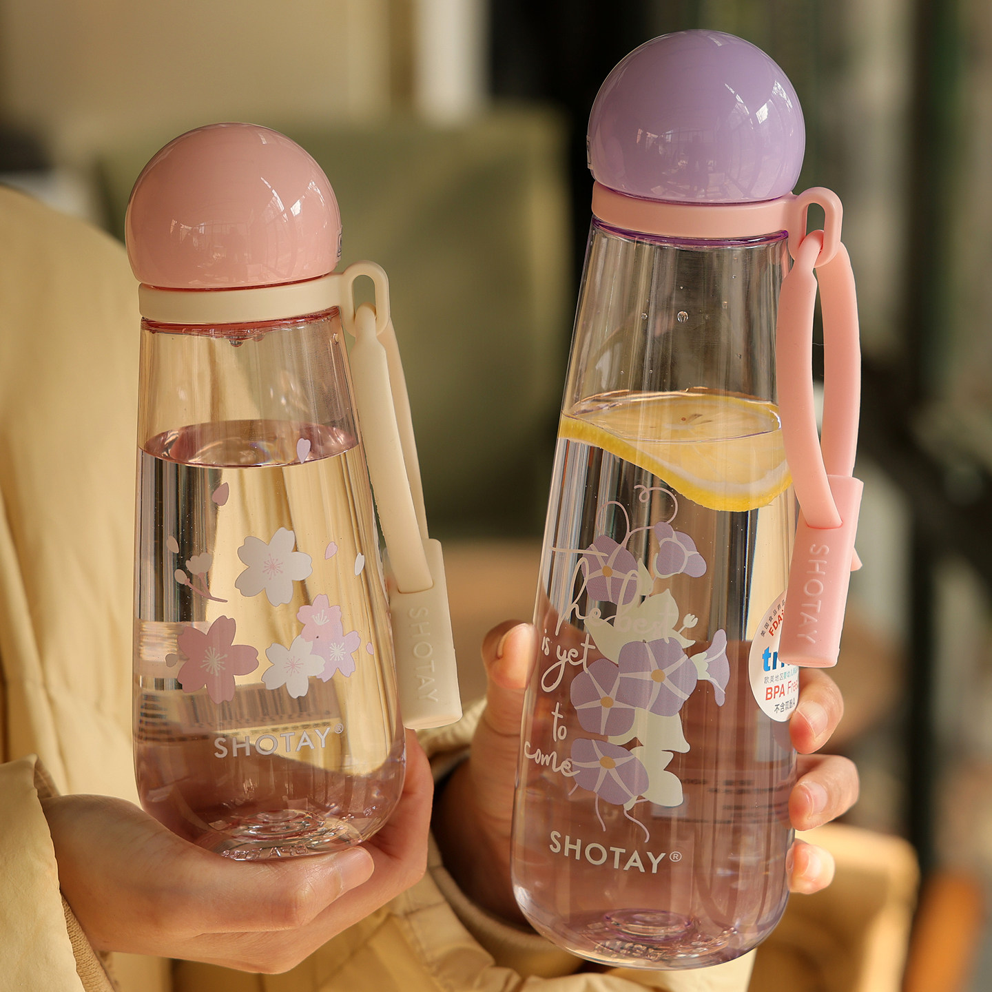 尚泰tritan水杯女生高颜值精致高级感夏日2026新款ins风樱花杯子