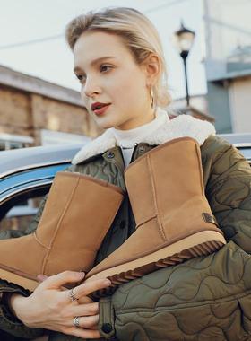 澳洲TASMAN AUS双层雪地靴男女加绒保暖靴子防滑时尚棉鞋992225A