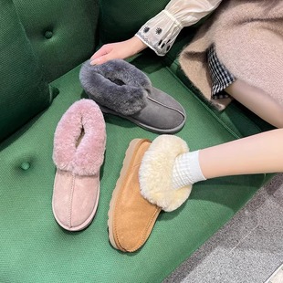 羊毛雪地靴两穿翻领轻便5864 家居鞋 TASMAN AUS女冬雪地靴包头拖鞋