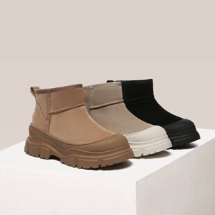 澳洲EVERAU纯羊毛雪地靴防泼水橡胶厚底高防水台时尚雪地靴EA3174