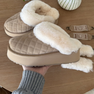 清仓澳洲OZWEAR新款纯羊毛厚底包头拖鞋外穿懒人鞋毛毛保暖拖鞋
