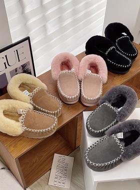 EVERAU澳洲冬加绒男女鞋奶奶鞋一脚蹬羊毛内里保暖舒适防滑EA2004