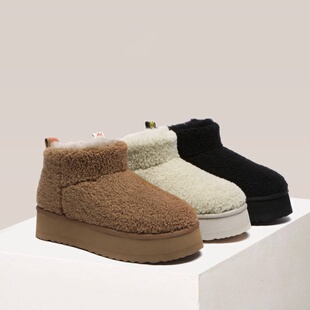 澳洲EVERAU羊皮毛一体2024冬季新款毛毛保暖泰迪厚底雪地靴EA3146